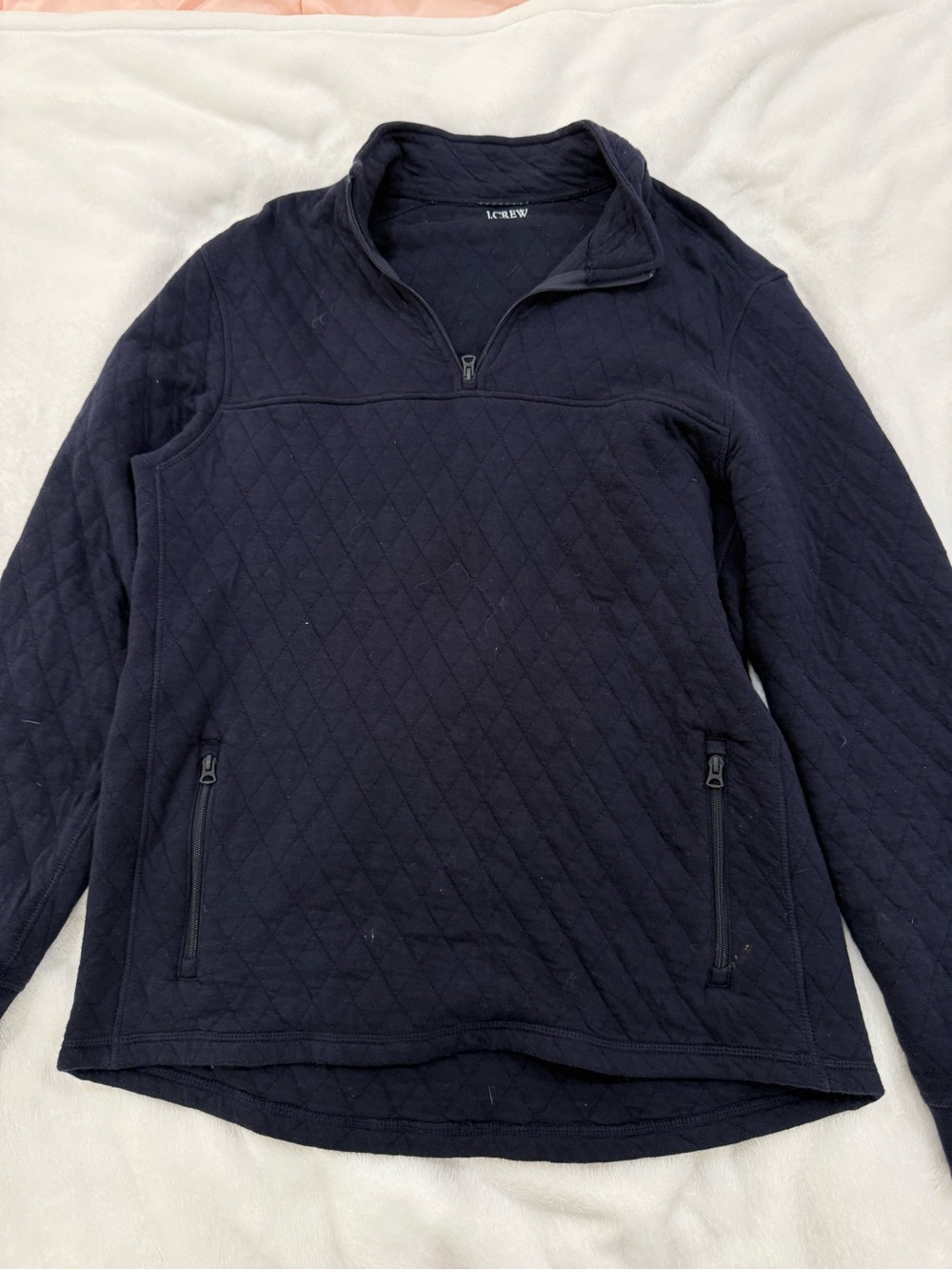 J.Crew Navy Quilted Half-Zip Pullover